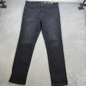 DEVIL DOG Mens 38x33 Slim Fit Black Denim Jeans Pants Casual Straight Leg
